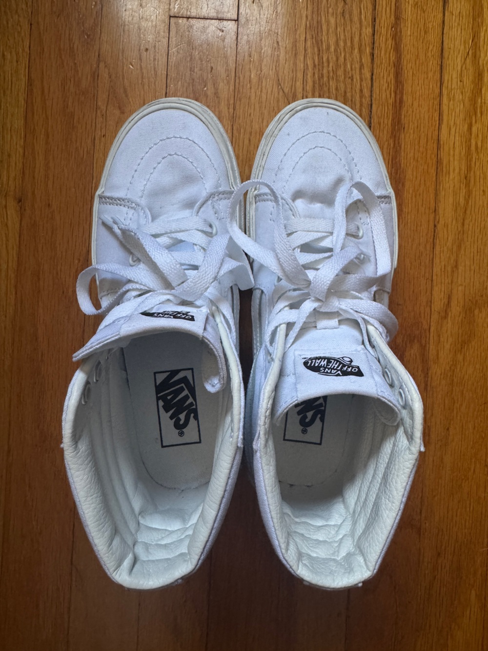 Vans Sk8-Hi Stacked Platform High Top Sneakers White Canvas Women’s 6.5 - Picture 4 of 11